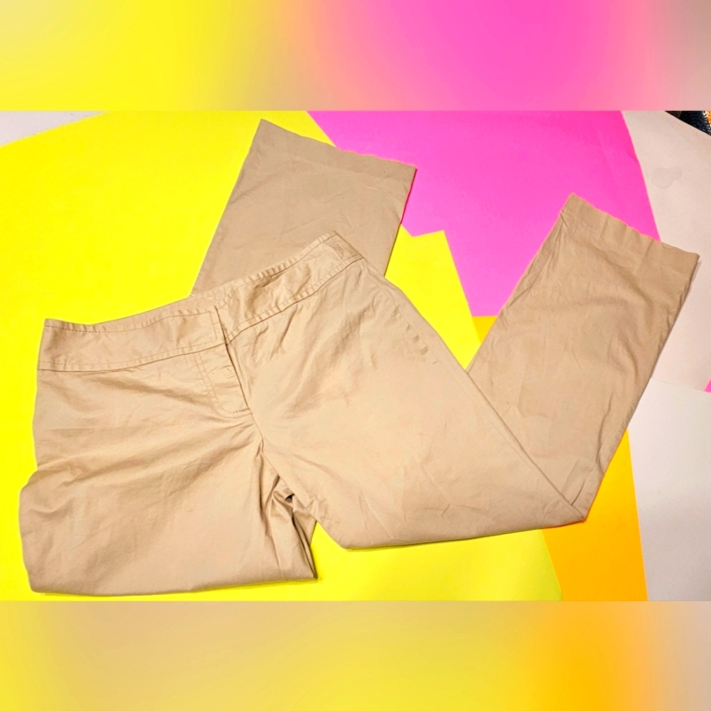 J. CREW Stretch Women's Wide Leg Pants SIZE 8 Light Khaki Pre-Owned - Picture 1 of 4